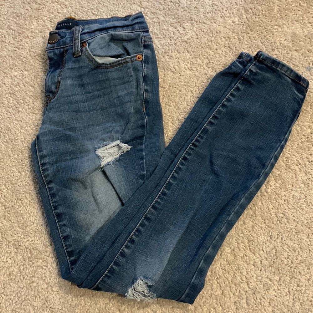 Aeropostale Blue Ripped Skinny Jeans